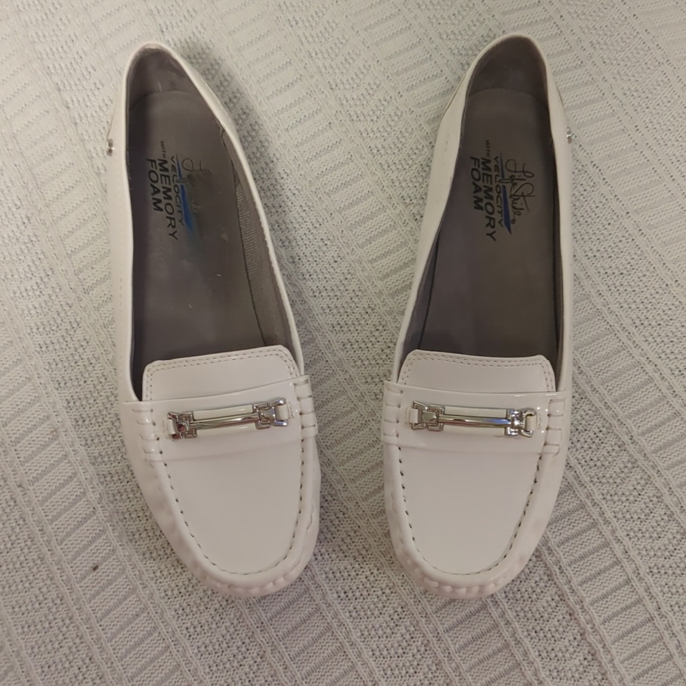 LifeStride Velocity Vienna Loafers | White Vegan Leather | Memory Foam Comfort